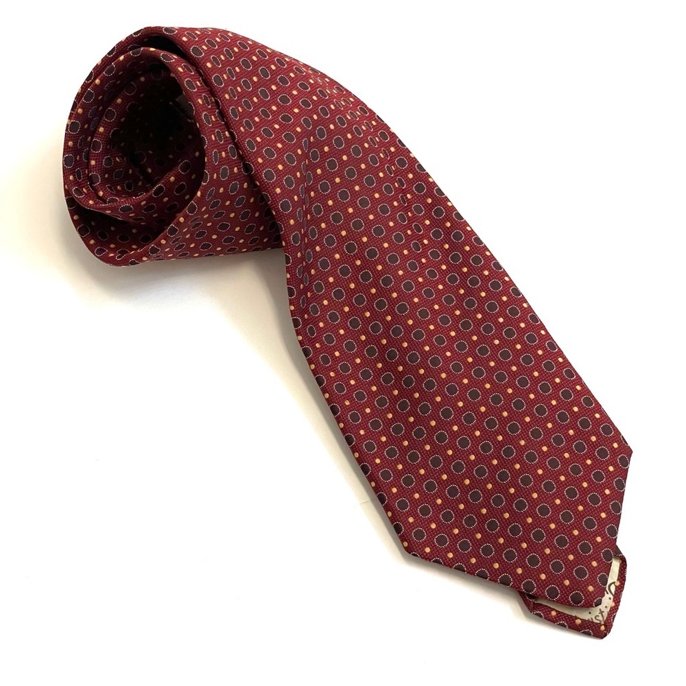 Christian Dior Vintage 80s Dot Print Silk Tie